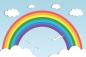 Preview: Kinderzimmer Fototapete mit einem Regenbogen, Vögeln und Wolken