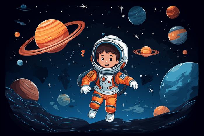 Vlies-Fototapete – Astronaut im Weltraum für Kinderzimmer