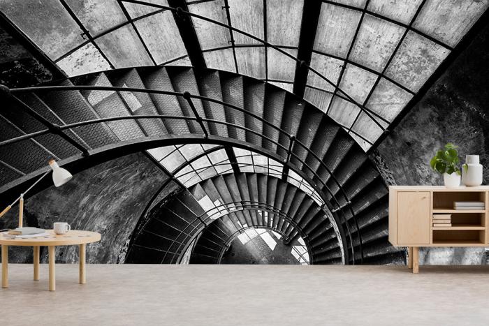 Fototapete alte Wendeltreppe im alten Gebäude