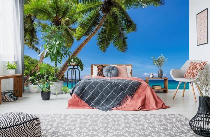 Fototapete Strand mit Palmen auf den Bahamas