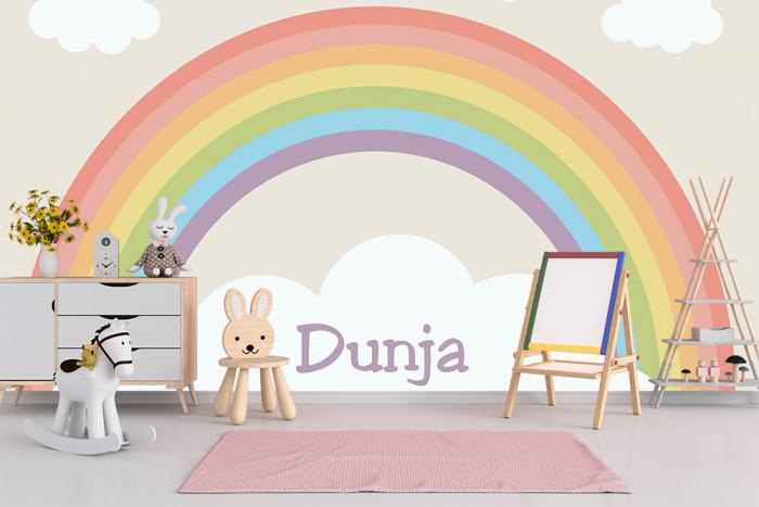 Personalisierbare Fototapete mit einem Regenbogen für Mädchenzimmer