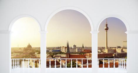 Fototapete Blick von einem Balkon auf Berlin