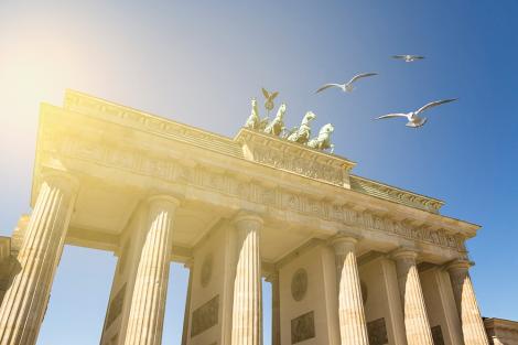 Fototapete Möwen am Brandenburger Tor in Berlin