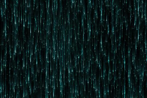 Fototapete – Matrixeffekt mit Datenregen in Blaugrün