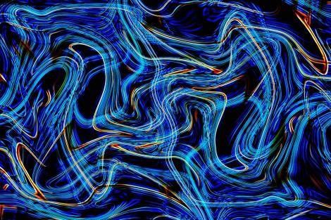 Fototapete aus Vlies – Digital Artwork in Blau mit abstrakten Linien